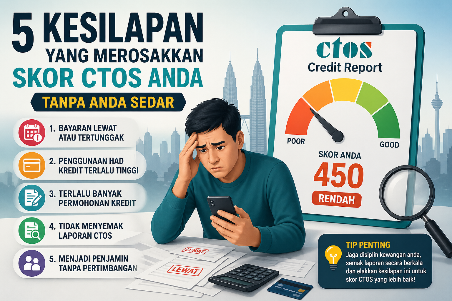 5 Kesilapan Yang Merosakkan Skor CTOS Anda Tanpa Anda Sedar 